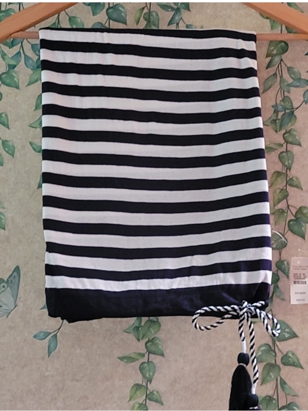 NWT Talbots nautical navy blue and white stripes poncho blouse - Picture 3 of 11